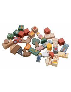 BN-85123,Set blocuri constructie, Free2Play, Farm Animals, Contine 36 piese, Din lemn, Pentru dezvoltarea abilitatilor motorii f 2