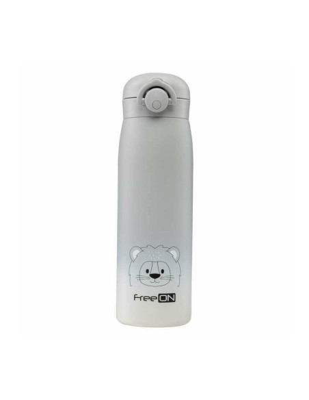 BN-380715,Termos lichide, FreeON, Din otel inoxidabil, Cu mentinere de temperatura de pana la 12 ore, 480 ml, Grey