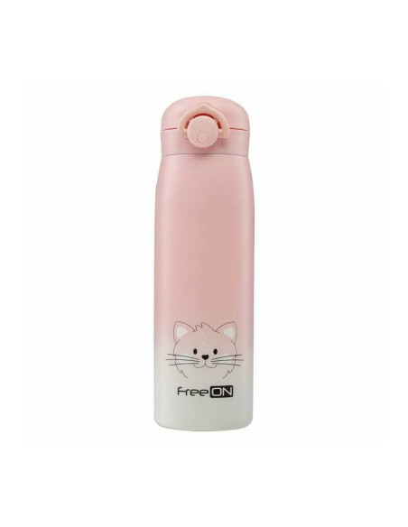 BN-380692,Termos lichide, FreeON, Din otel inoxidabil, Cu mentinere de temperatura de pana la 12 ore, 480 ml, Pink