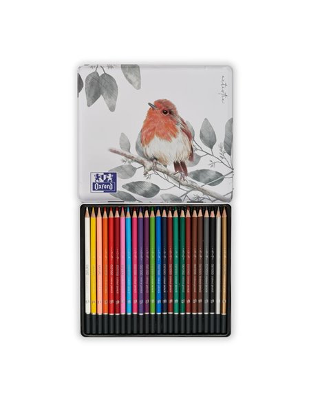 Creioane colorate Oxford Artistic in cutie metal, 24 culori