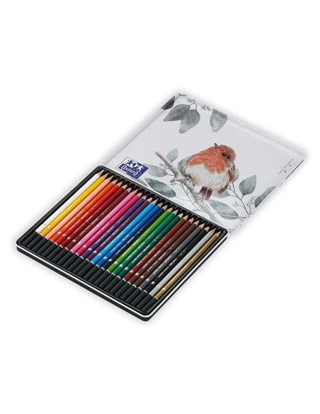 Creioane colorate Oxford Artistic in cutie metal, 24 culori