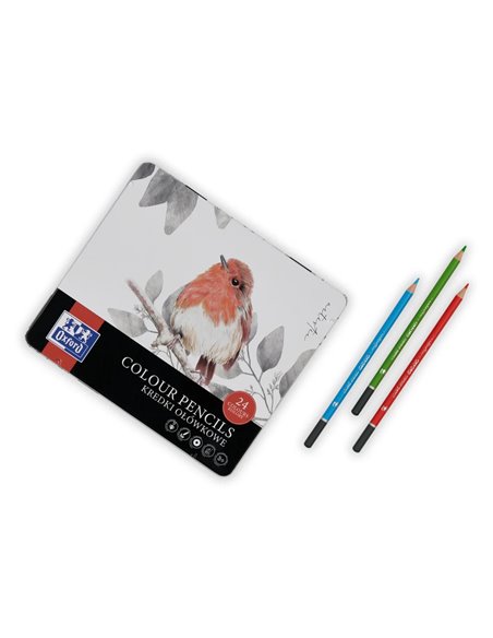 Creioane colorate Oxford Artistic in cutie metal, 24 culori