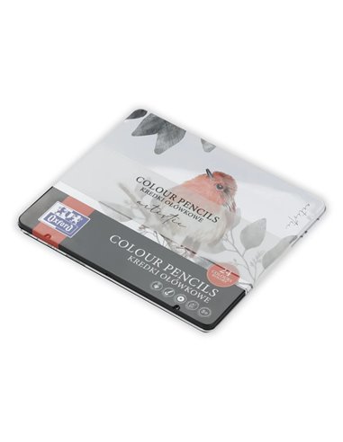 Creioane colorate Oxford Artistic in cutie metal, 24 culori