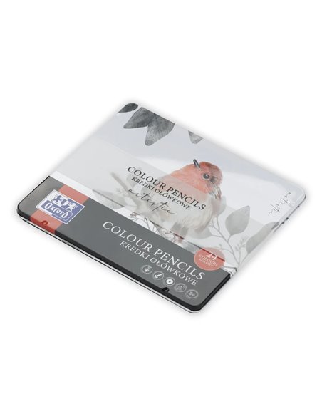 Creioane colorate Oxford Artistic in cutie metal, 24 culori