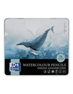 Creioane colorate Watercolour Oxford Artistic cutie metal, 24 culori + pensula 2