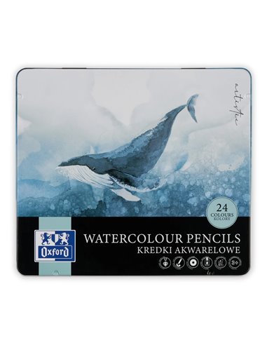 Creioane colorate Watercolour Oxford Artistic cutie metal, 24 culori + pensula