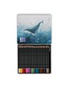 Creioane colorate Watercolour Oxford Artistic cutie metal, 24 culori + pensula