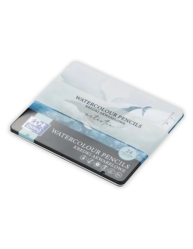 Creioane colorate Watercolour Oxford Artistic cutie metal, 24 culori + pensula