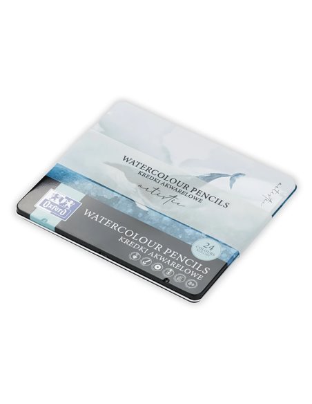 Creioane colorate Watercolour Oxford Artistic cutie metal, 24 culori + pensula