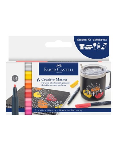 Marker creativ Faber-Castell FC160705, 1.5 mm, 6 culori, Summer