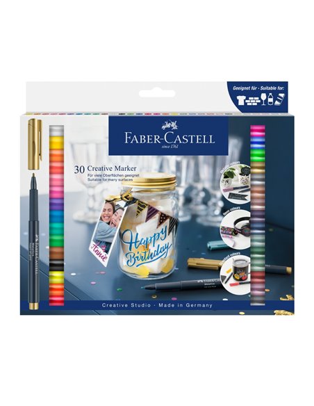 Marker creativ Faber-Castell FC160730, 1.5 mm, 30 buc/set