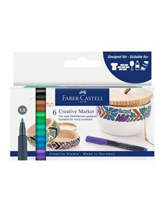 Marker creativ Faber-Castell FC160708, 1.5 mm, 6 buc/set, Forrest