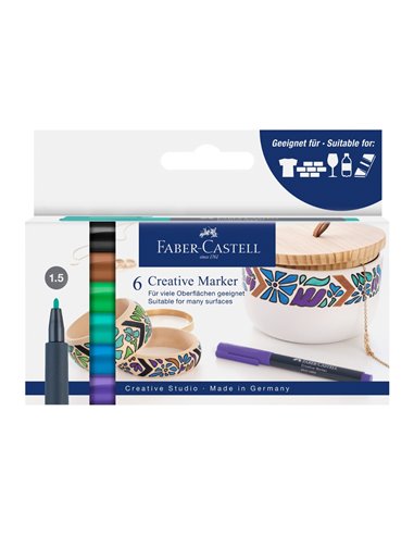 Marker creativ Faber-Castell FC160708, 1.5 mm, 6 buc/set, Forrest