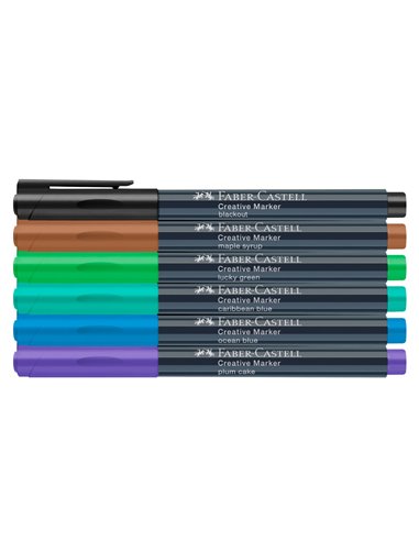 Marker creativ Faber-Castell FC160708, 1.5 mm, 6 buc/set, Forrest
