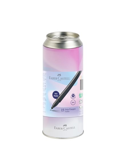 Liner grip Faber-Castell FC151617, 0.4 mm, 15 bucati, cutie metal