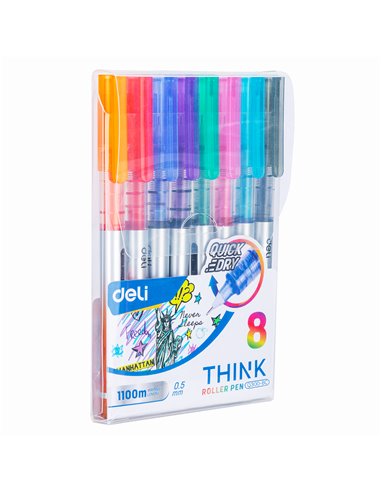 Set 8 rollere Free Ink Deli, 0.5 mm, uscare rapida
