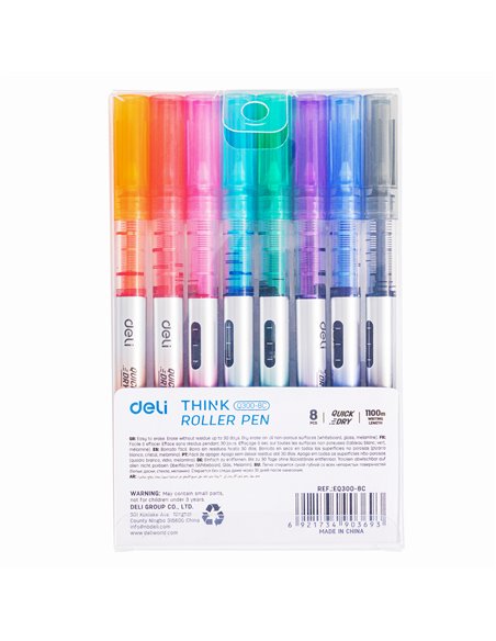Set 8 rollere Free Ink Deli, 0.5 mm, uscare rapida