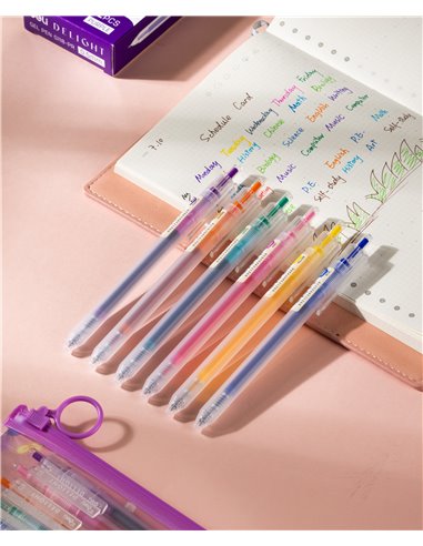 Set 6 pixuri cu gel si mecanism Deli Delight, 0.5 mm