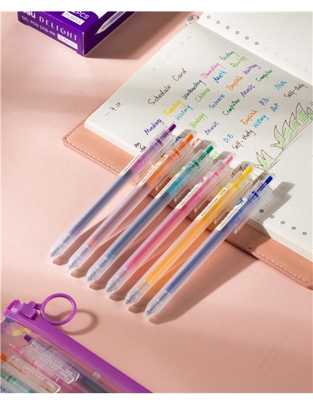 Set 6 pixuri cu gel si mecanism Deli Delight, 0.5 mm