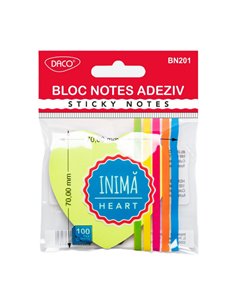 Bloc notes adeziv Daco BN201, 7x7 cm, 100 file, Inima