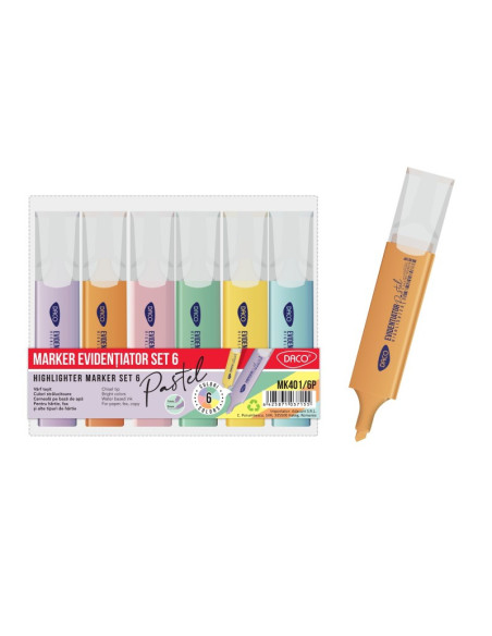 MK401/6P,Marker Evidentiator Pastel Set 6 Daco Mk401/6p