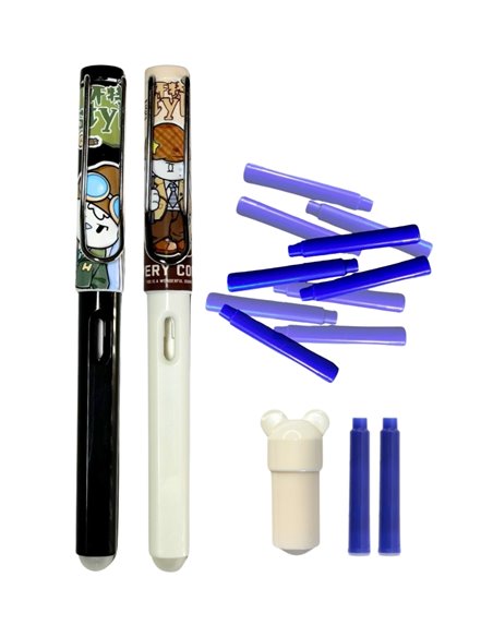 Set 2 stilouri cu cerneala termosensibila + Rezerve, Very cool, Negru/Alb