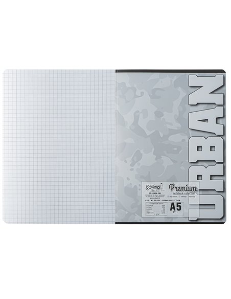 Caiet Premium A5 S-COOL, 52 file, 75 g, matematica, Urban Collection - Girls