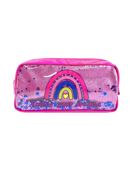 Penar etui cu paiete S-COOL SC2587, Motiv follow your dreams