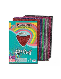 Hartie buretata glitter S-COOL SC1489, 20x30 cm, 10 culori/set