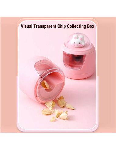 Ascutitoare electrica Cassini cu baterii + 2 rezerve, Motiv iepuras