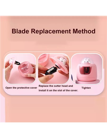 Ascutitoare electrica Cassini cu baterii + 2 rezerve, Motiv iepuras