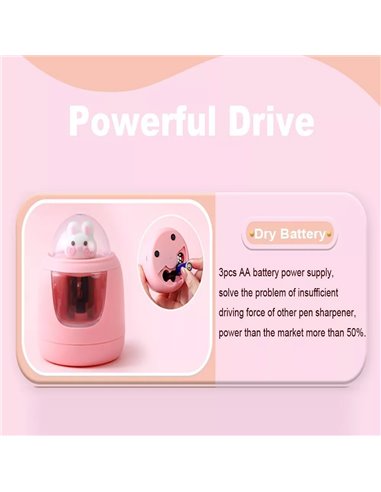 Ascutitoare electrica Cassini cu baterii + 2 rezerve, Motiv iepuras