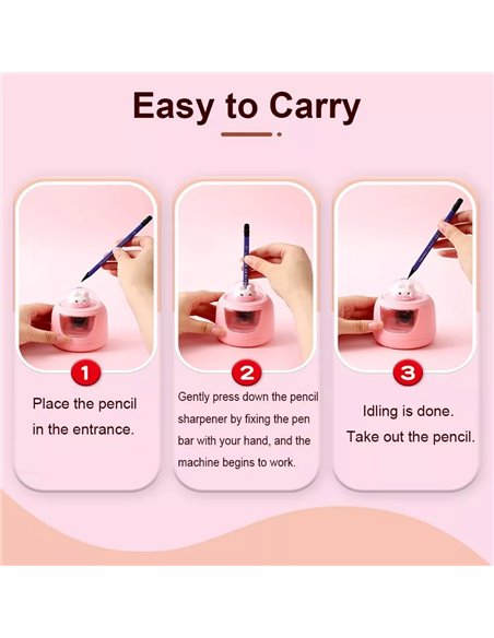 Ascutitoare electrica Cassini cu baterii + 2 rezerve, Motiv iepuras