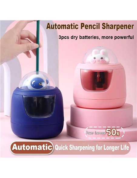 Ascutitoare electrica Cassini cu baterii + 2 rezerve, Motiv iepuras