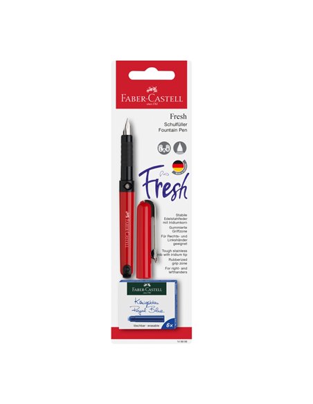 Stilou scolar vario + 6 rezerve Faber-Castell FC149898, Rosu