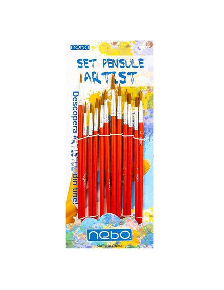 Pensule varf rotund Nebo, 12 bucati