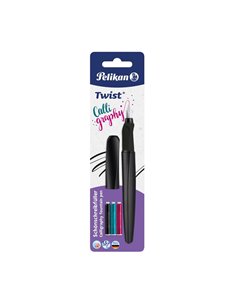 Stilou Pelikan Twist caligrafie, 1.5 mm, grip economic, Negru