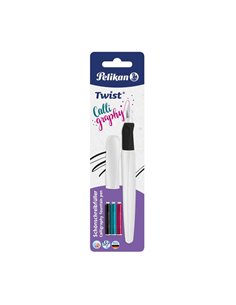 Stilou Pelikan Twist caligrafie, 1.5 mm, grip economic, Alb