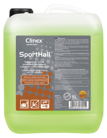CL77074,CLINEX SportHall, 5 litri, detergent lichid, pentru curatare pardoseli sali de sport, anti-derapant