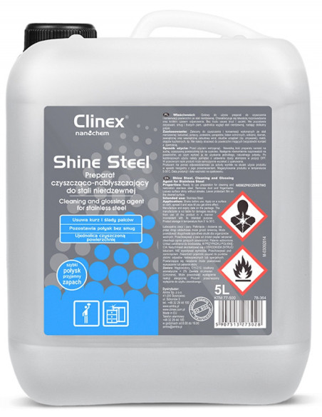 CL77500,CLINEX Shine Steel, 5 litri, solutie pt. curatare, intretinere suprafete otel inoxidabil