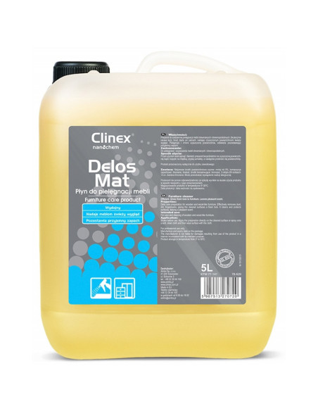 CL77141,CLINEX Delos Mat, 5 litri, cu pulverizator, solutie pentru curatat mobila, fara efect de stralucire
