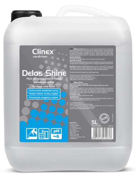 CL77146,CLINEX Delos Shine, 5 litri, solutie pentru curatare si stralucire mobila