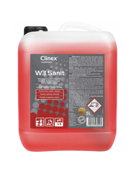 CL77009,CLINEX W3 Sanit, 5litri, detergent lichid, concentrat, pt. curatarea obiectelor sanitare, toaletelor