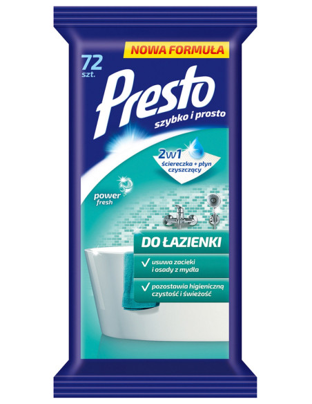 HR-011460,Servetele umede pentru bai (obiecte ceramice), 72 buc/pachet, Presto - efect de stralucire