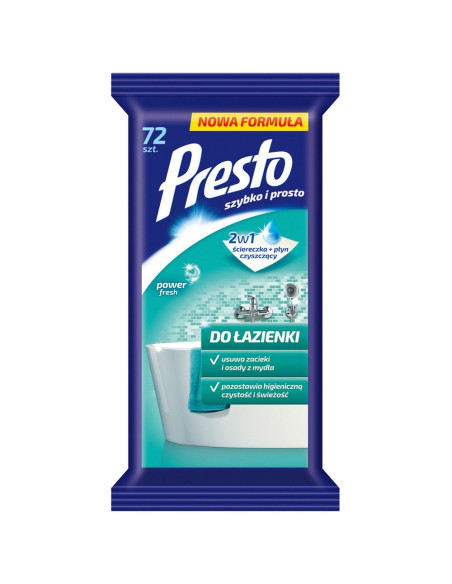 HR-011460,Servetele umede pentru bai (obiecte ceramice), 72 buc/pachet, Presto - efect de stralucire