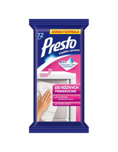 HR-011477,Servetele umede pentru suprafete din plastic sau laminate, 72 buc/pachet, Presto - efect antistatic 2