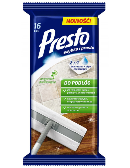 HR-016823,Servetele umede pentru toate tipurile de pardoseli, 16 buc/pachet, Presto