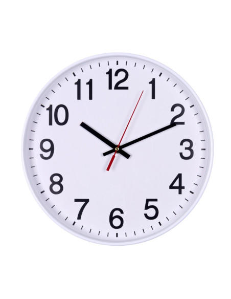 DN-13223411-14,Ceas de perete, 34 cm, cifre arabe, cadran alb, rama plastic alba, DONAU