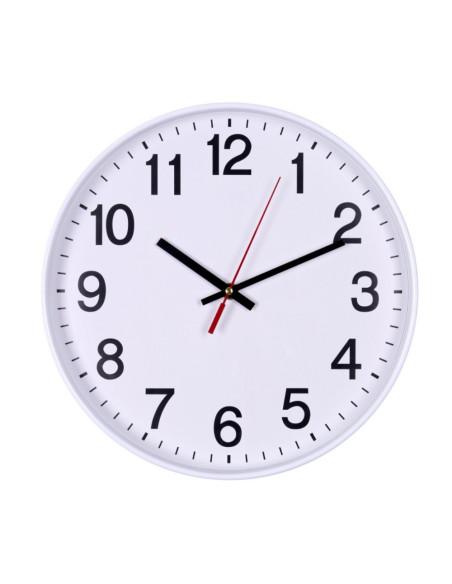 DN-13223411-14,Ceas de perete, 34 cm, cifre arabe, cadran alb, rama plastic alba, DONAU