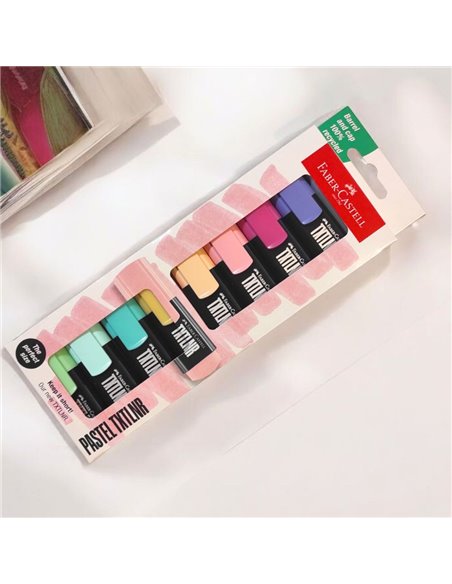 Textmarker mini Faber-Castell FC154218, 8 culori, Pastel